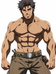Fototapeta premium Anime Manga Buff Character – Strong and Muscular Hero