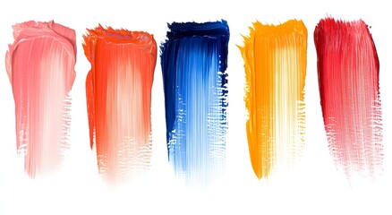 Vibrant Salmon, Periwinkle, Ochre, and Vermilion Oil Paint Strokes Isolated on White Background – Perfect for Colorful Art and Design