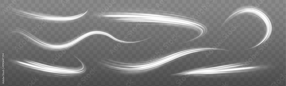 Poster glowing white spiral on transparent background for christmas card and banner design. imitation of th