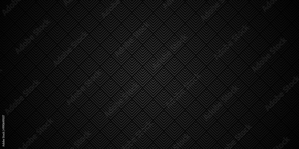 Wall mural abstract overlapping pattern minimal diamond geometric waves abstract square wave line. dark black c