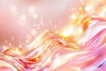 This design features flowing waves of pink and gold, illuminated by soft light particles that create a magical and ethereal background, perfect for various decorative uses