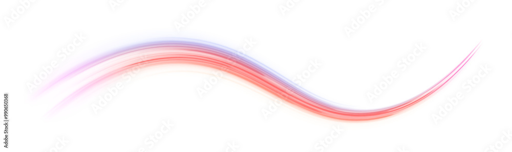 Poster Abstract neon rays of light on a transparent background in PNG format. Light trail wave, fire path trace line, car lights, optic fiber and incandescence curve twirl. 