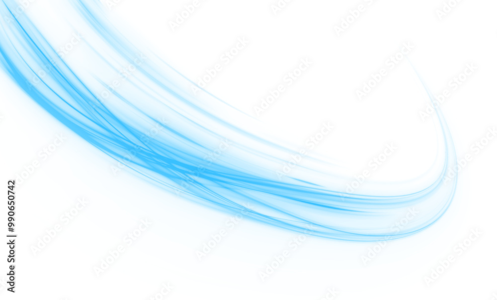 Fototapete Vector png blue glowing lines air flow effect. Wavy transparent curved lines in the form of a blue wave, dynamically flowing sea water in a large set of different contour shapes.