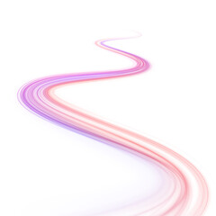 Sports speed wavy line consists of a stream of bright rays with flash effect, light and neon colors in PNG format. 