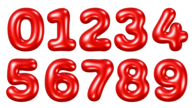 Red number balloons and ornaments