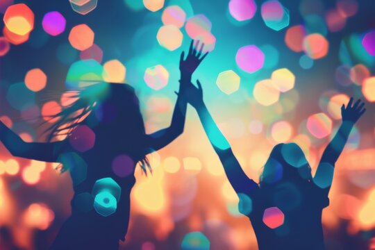 A group of young people lets loose on the dance floor, moving to the pulsating rhythm of music. Bright lights and an electric atmosphere create a joyous nightlife experience.