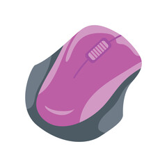 Computer mouse in flat design. Wireless input accessory for computer control. Vector illustration isolated.