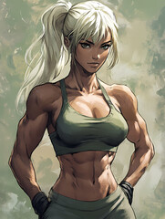 Obraz premium Muscular Anime Manga Hero – Powerful Buff Character