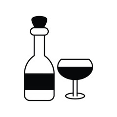wine glass glyph icon with white background vector stock illustration