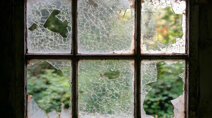 Broken Window Panes in an Abandoned Building