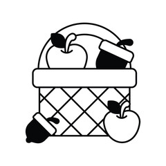 harvest basket glyph icon with white background vector stock illustration