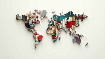 Obraz premium Colorful world map collage, white background