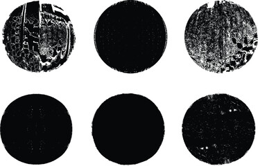 Vector rough edges badges set .Grunge set of textured black labels . Pack of vector stickers. Grunge circle stamps, insignias, labels, tags for your design. Grunge textured black vector rubber stamps