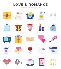 Love & Romance icons set. Vector illustration.