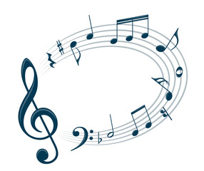 The stylized symbol with music notes.
