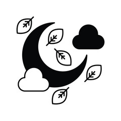 harvest moon glyph icon with white background vector stock illustration