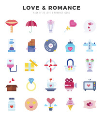 Love & Romance Icon Pack 25 Vector Symbols for Web Design.