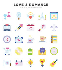 Set of Flat Love & Romance Icons. Flat art icon. Vector illustration