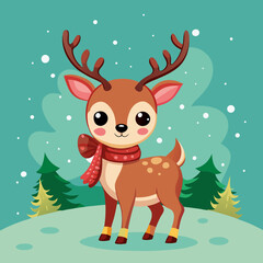 Fototapeta premium christmas reindeer with nose