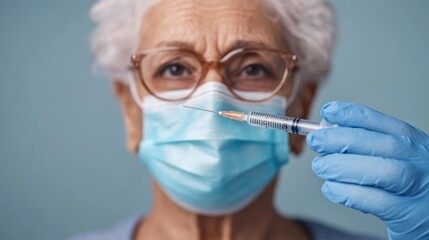 Businesswoman wearing a face mask in a professional setting, symbolizing safety, health, and professionalism during the pandemic.