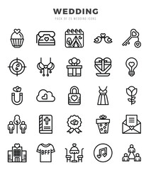 Set of Wedding icons. Vector Illustration.