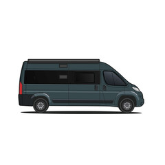 Van aménagé utilitaire, camping-car camionette grise sur fond transparent