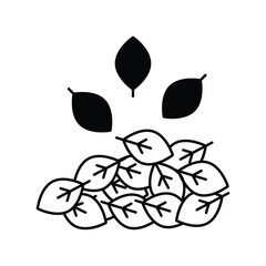 pile of leaves glyph icon with white background vector stock illustration