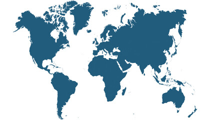 World map. Blue modern vector map. Silhouette map