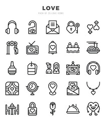 Vector Love types icon set in Lineal style. vector illustration.