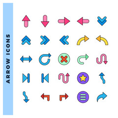 25 Arrow Lineal Color icon pack. vector illustration.
