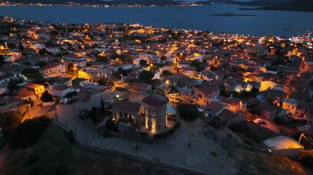 T&uuml;rkiye Balıkesir Ayvalık, Cunda island, old historical stone windmill