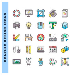 25 Graphic Design Lineal Color icon pack. vector illustration.