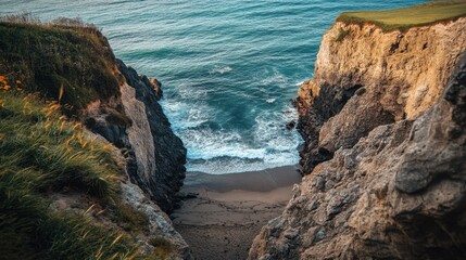 Obraz premium Photo of natural sea view from high cliff