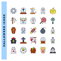25 Halloween Lineal Color icon pack. vector illustration.
