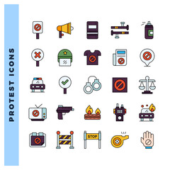 25 Protest Lineal Color icon pack. vector illustration.