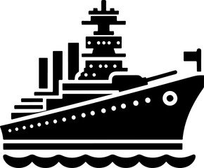 Obraz premium Battleship Warship icon vector art illustration 
