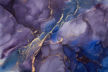 Fototapeta premium Currents of translucent hues, snaking metallic swirls, and foamy sprays of color shape the landscape of these free-flowing textures. Natural luxury abstract fluid art painting in liquid ink technique