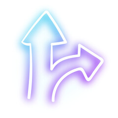 Neon purple two direction arrow sign design element