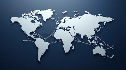 Global map with jagged lines forming barriers between countries, visualizing international trade challenges