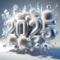  Festive New Year 2025 Inflatable Numbers (Icy Theme)