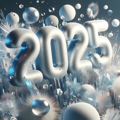  Festive New Year 2025 Inflatable Numbers (Icy Theme)