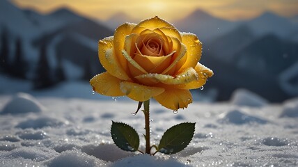 rose in snow