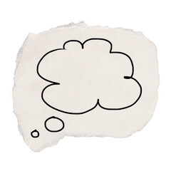 Cloud bubble png doodle sticker, ripped paper transparent background
