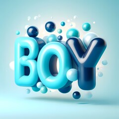  Inflated 3D BOY Balloon Letters (Blue Tones)