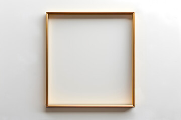 Obraz premium Minimalistic gold frame with clean lines, perfect for modern art displays, gallery designs, or framing photographs and digital artwork. Elegant, minimalist gold frame on white background