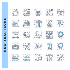 25 New Year Two Color icon pack. vector illustration.