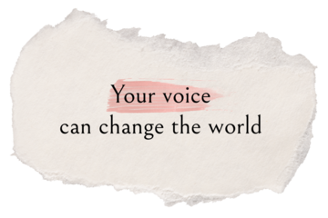 Inspirational png quote, DIY torn paper craft, your voice can change the world