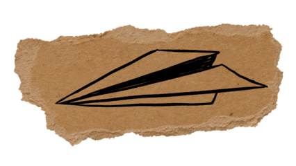 Paper plane png sticker, doodle, ripped paper, transparent background