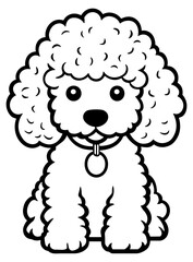 poodle dog black outline without background