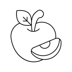 apple line icon with white background vector stock illustration